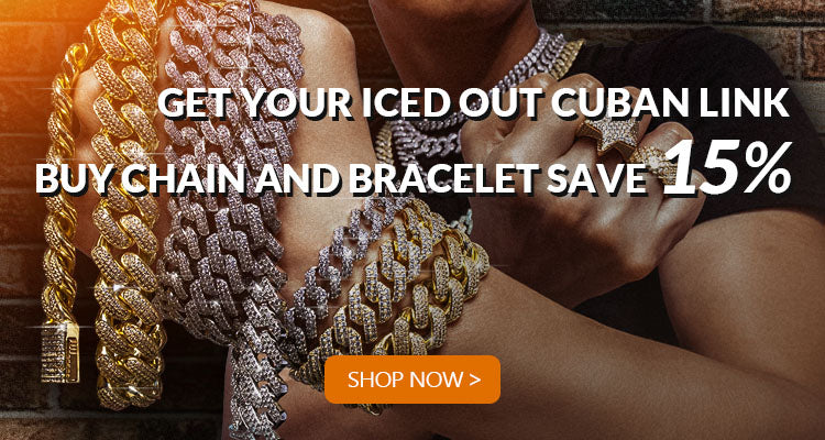 thumbnail image 2 of KRKC&CO 12mm/18mm Iced Cuban Link Chain For Men, 14k Gold Cuban... 2 of 9