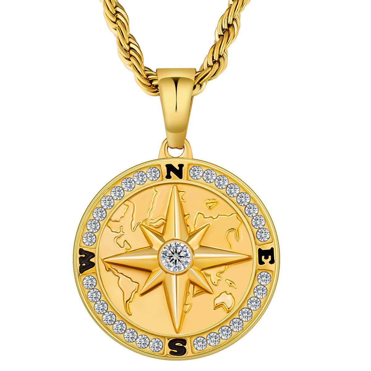 Compass coin pendant necklace Clearance