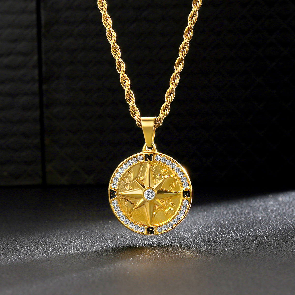 Compass Coin Pendant Necklace for Men CPDT krkc&co