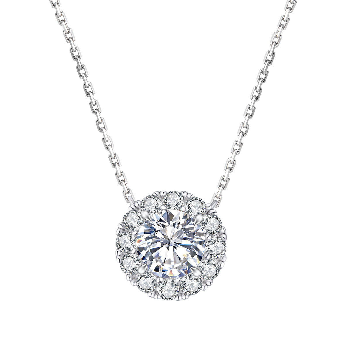 Two-Tone 1 Carat Moissanite Round Pendant Necklace