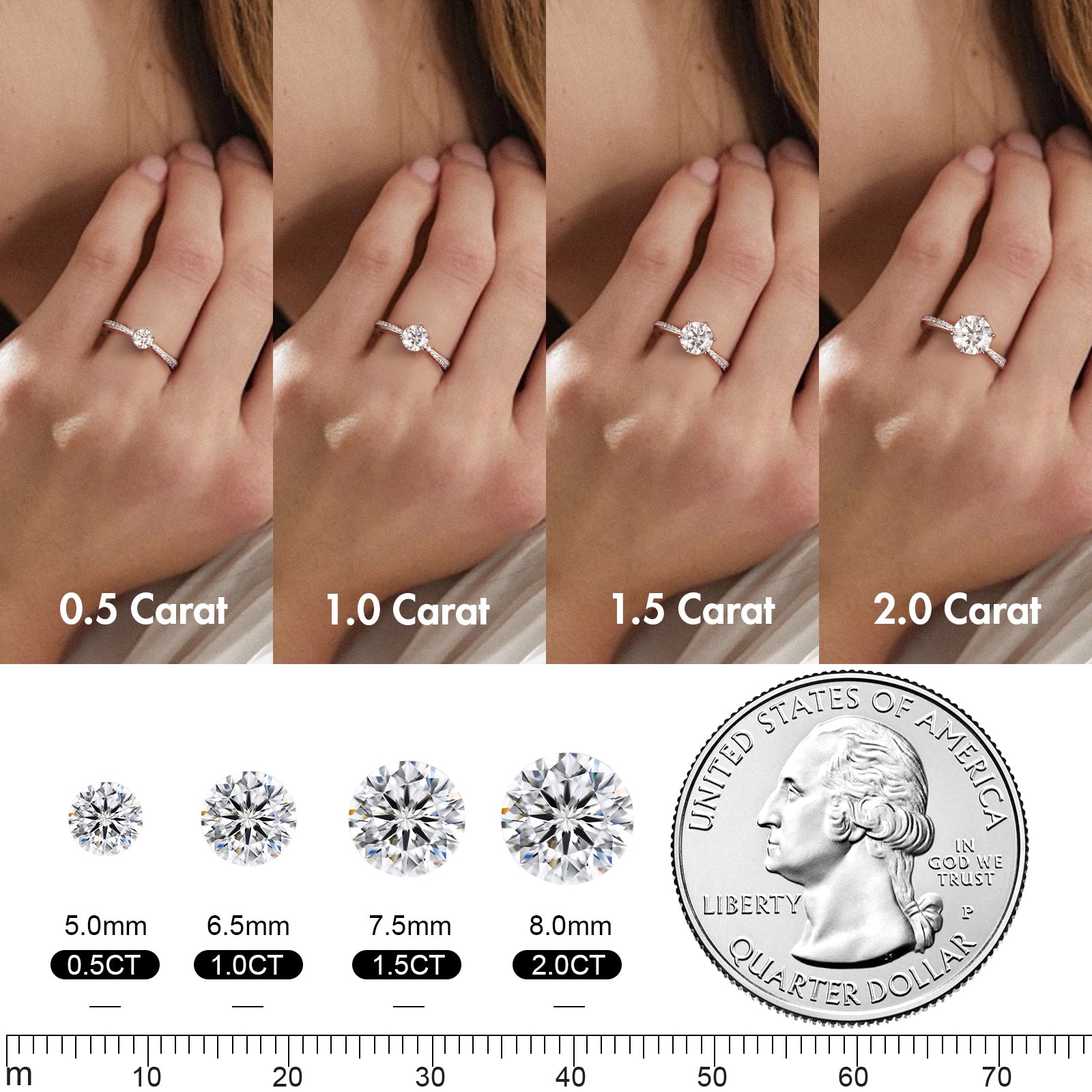 1.00 Carats VVS1 Moissanite Rings for Women 0175