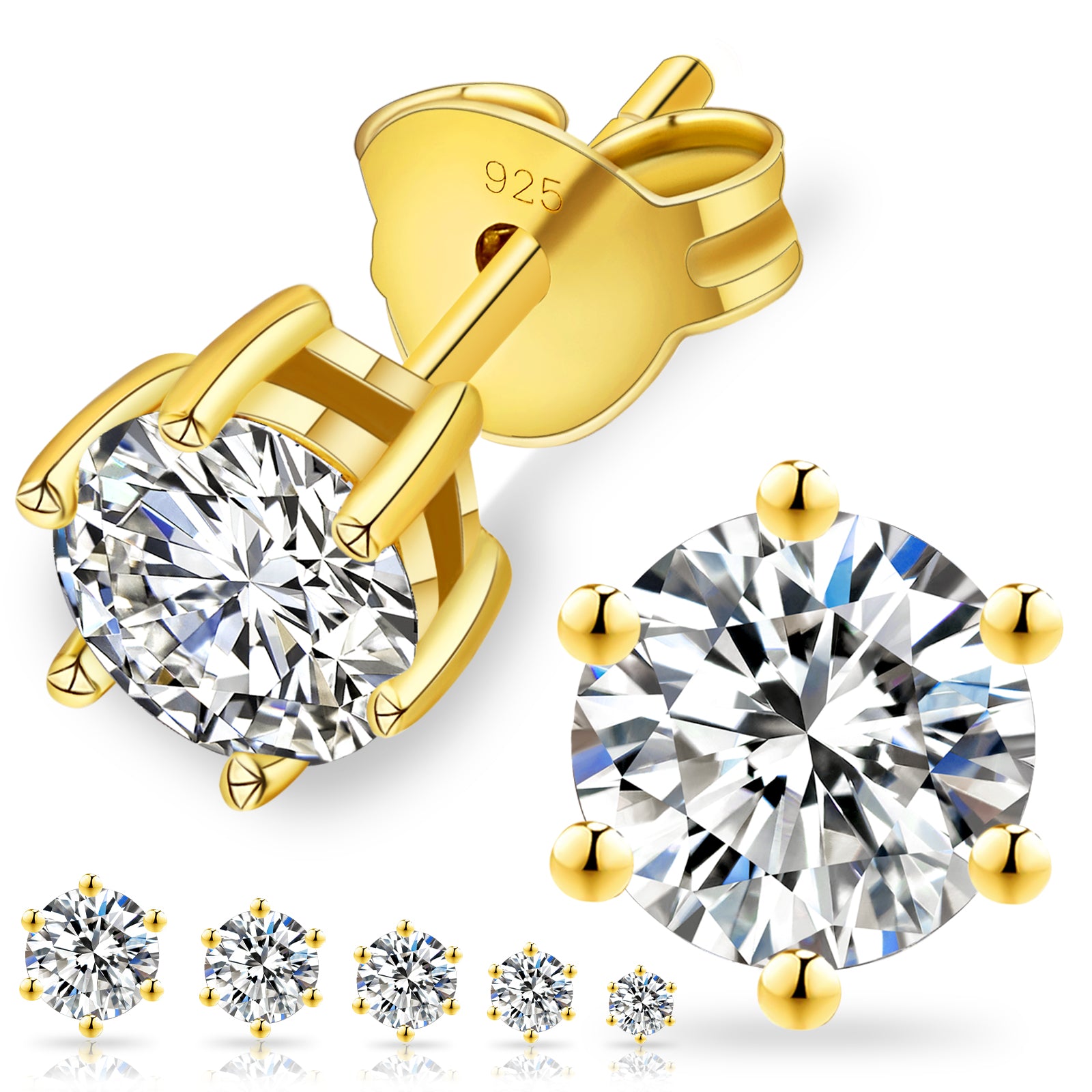 0.3/0.5/0.6/0.8/1.0/1.5 Carats *2 Round Excellent VVS1 Moissanite Earrings 0204