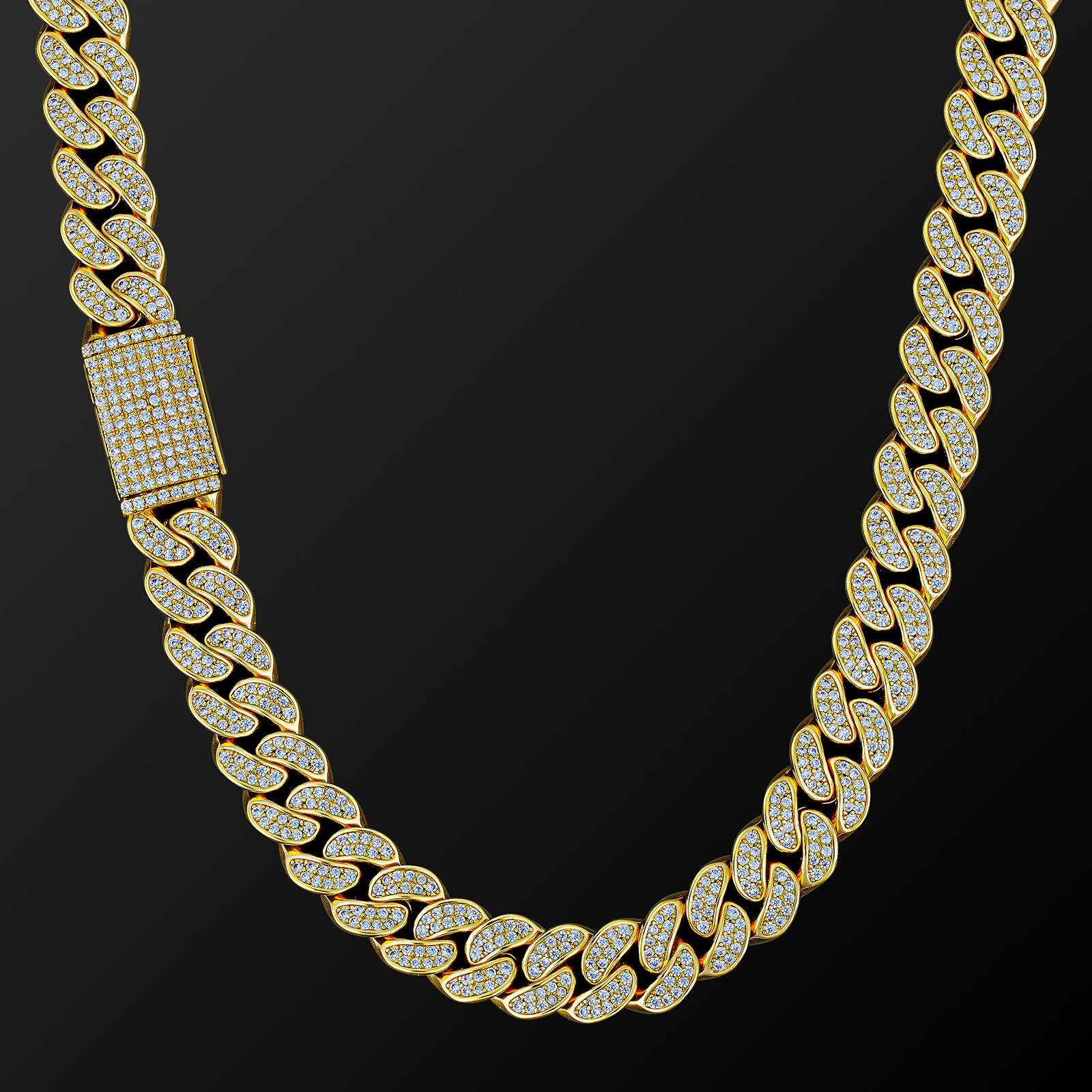 12mm Iced Out Cuban Link Chain in 14K Gold for Men s Necklace KRKC krkc co