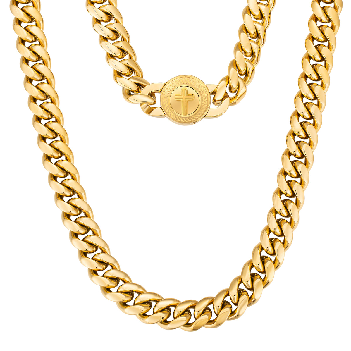 【NEW】12mm Miami Cuban Link Chain with Cross Button Clasp – krkc&co