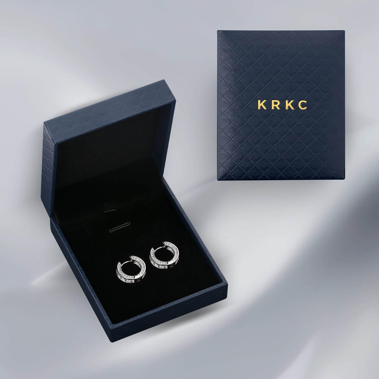 15mm Diamond Sterling Silver Hoop Earrings