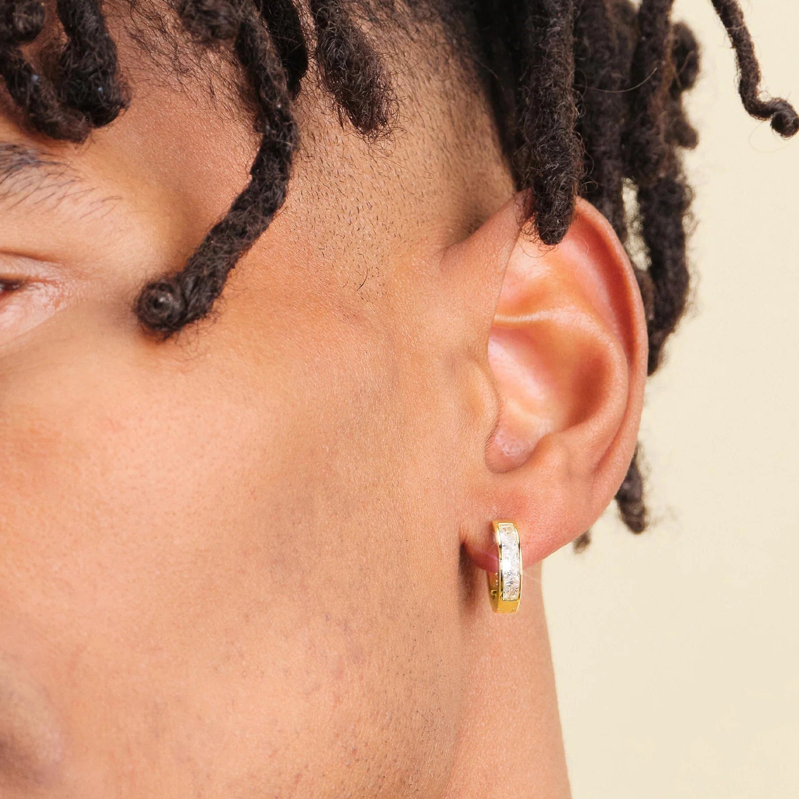 15mm Princess Cut Sterling Silver Hoop Earrings