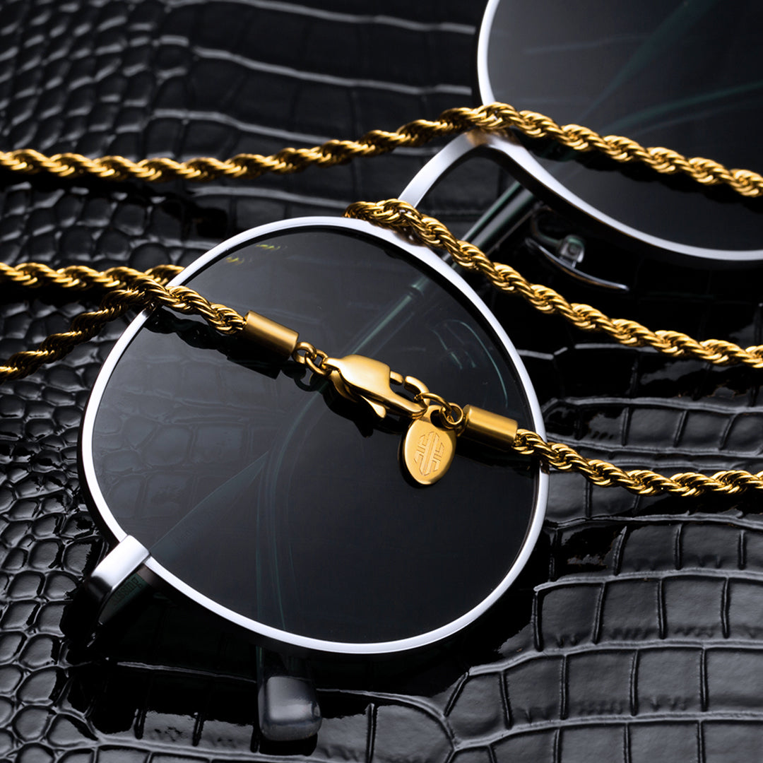 3mm Rope Chain in Stainless Steel with 18K Gold Plated-krkcom