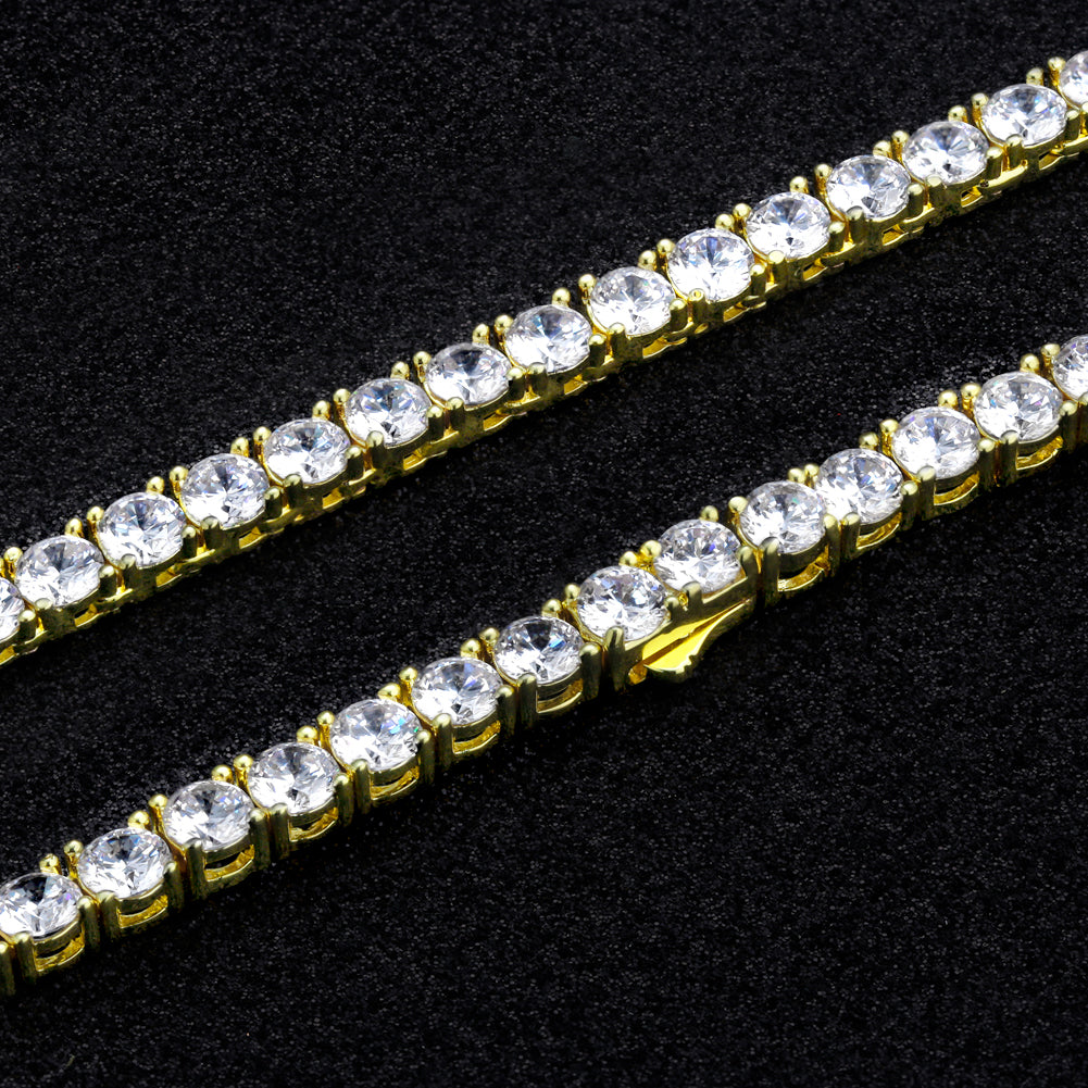 5mm White Gold/14K Gold Womens CZ Diamond Tennis Bracelet KRKC