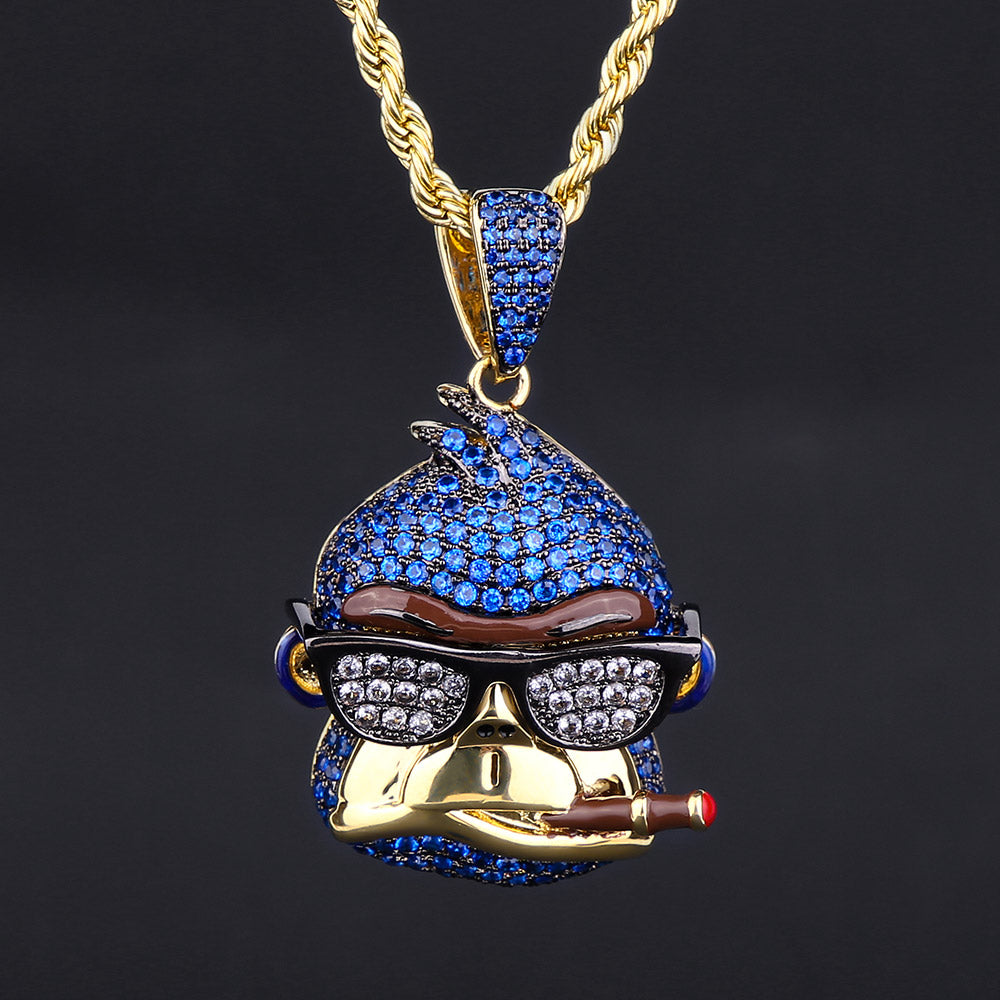 Iced Out Gorilla Pendant Necklace in 14K Gold for Men KRKC CO krkc co