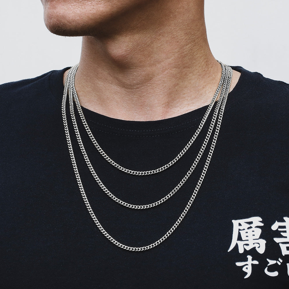 3mm Micro Cuban Link Chain in White Gold for Men's Necklace KRKC – krkc&co