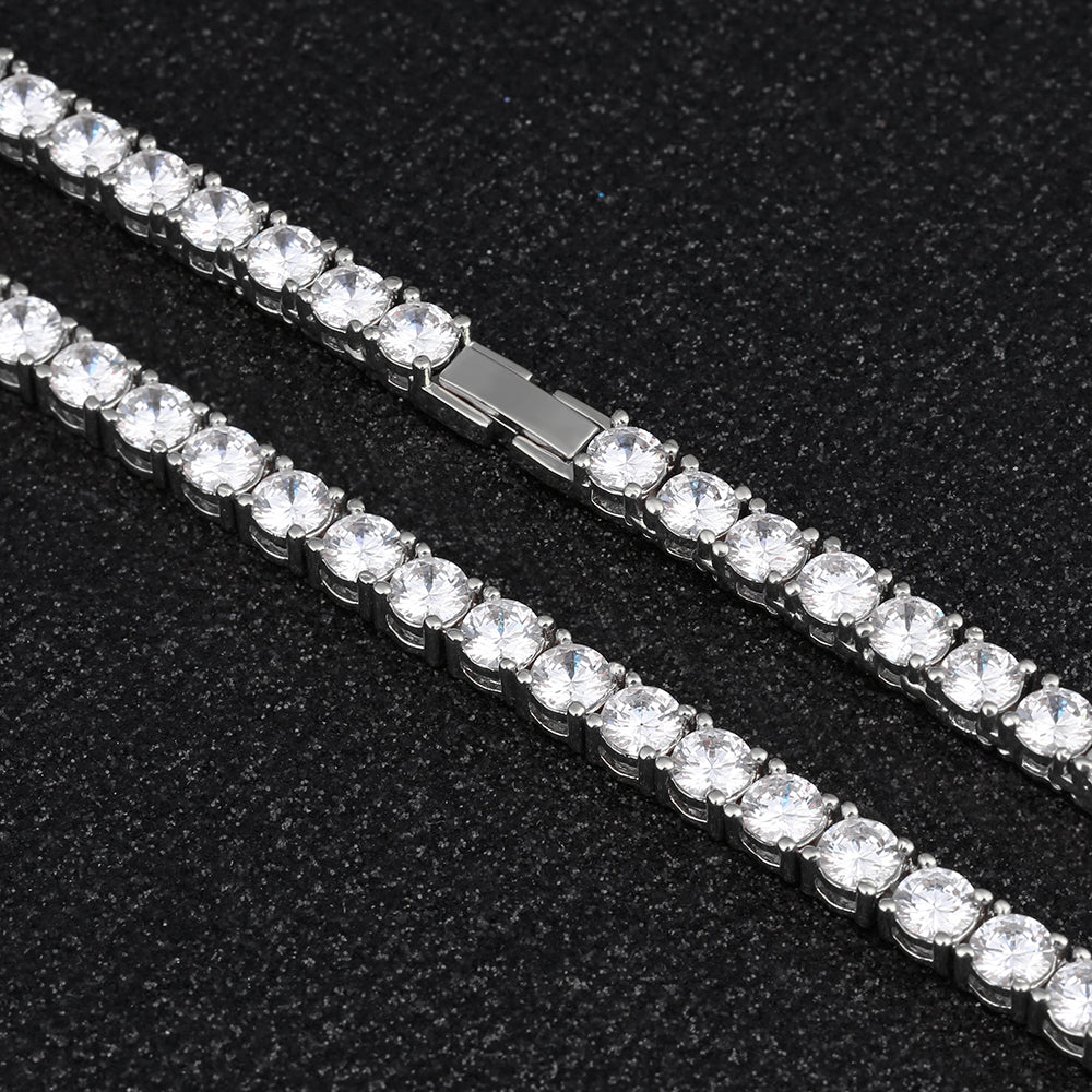 3mm White Gold/14K Gold CZ Diamond Womens Tennis Bracelet
