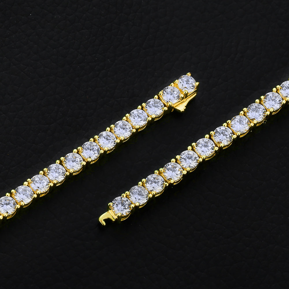4mm 925 Sterling Silver White Gold/14K Gold/Rose Gold CZ Diamond Womens Tennis Bracelet KRKC