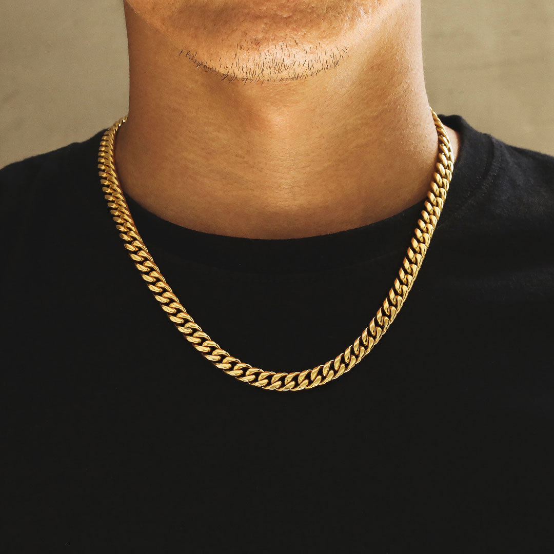 8mm gold sales cuban link chain