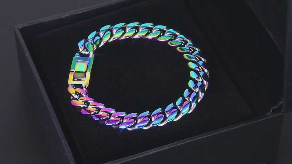 8mm Rainbow Miami Cuban Link Bracelet for Men