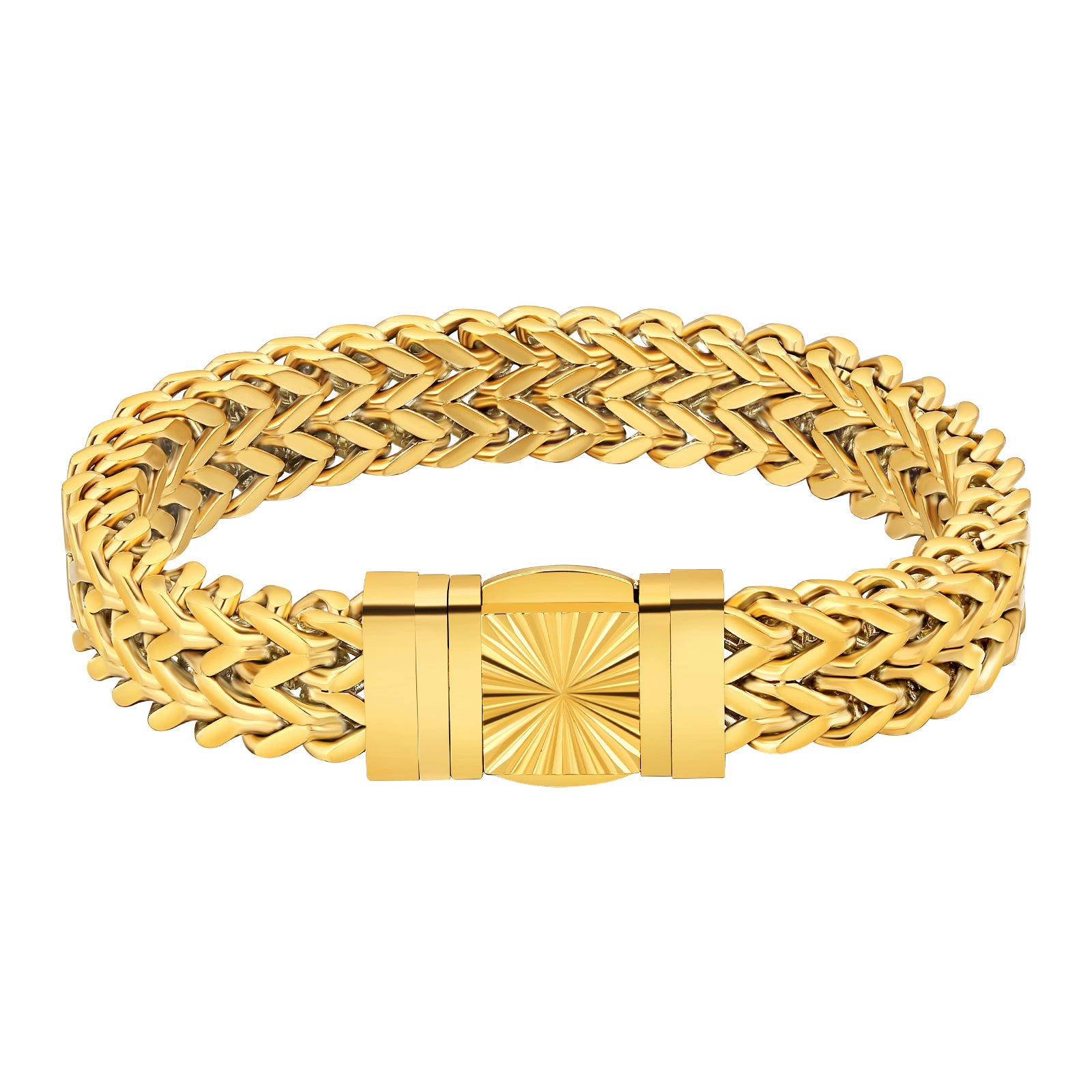 New 12mm 4-Sided Franco Bracelet with Embossed Clasp