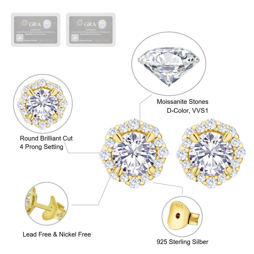 0.5 Carats *2 VVS1 Round Flower Moissanite Earrings 0177