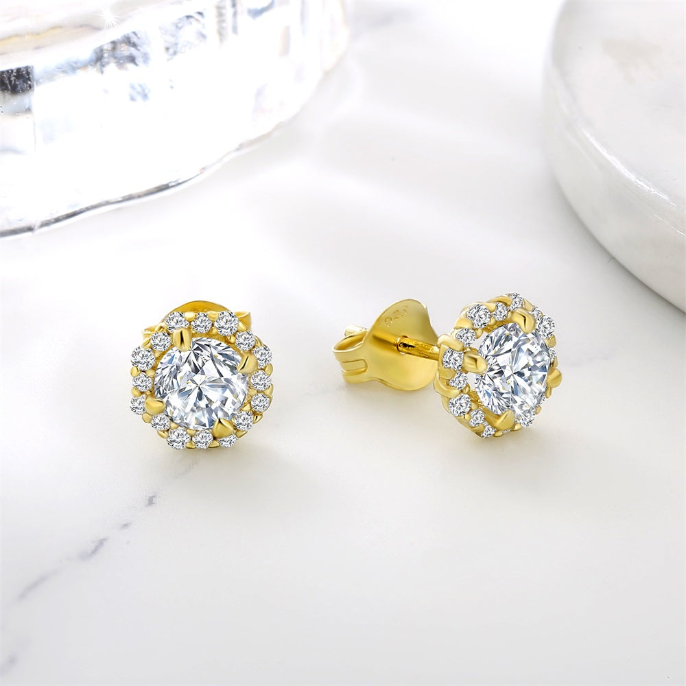 0.5 Carats *2 VVS1 Round Flower Moissanite Earrings 0177