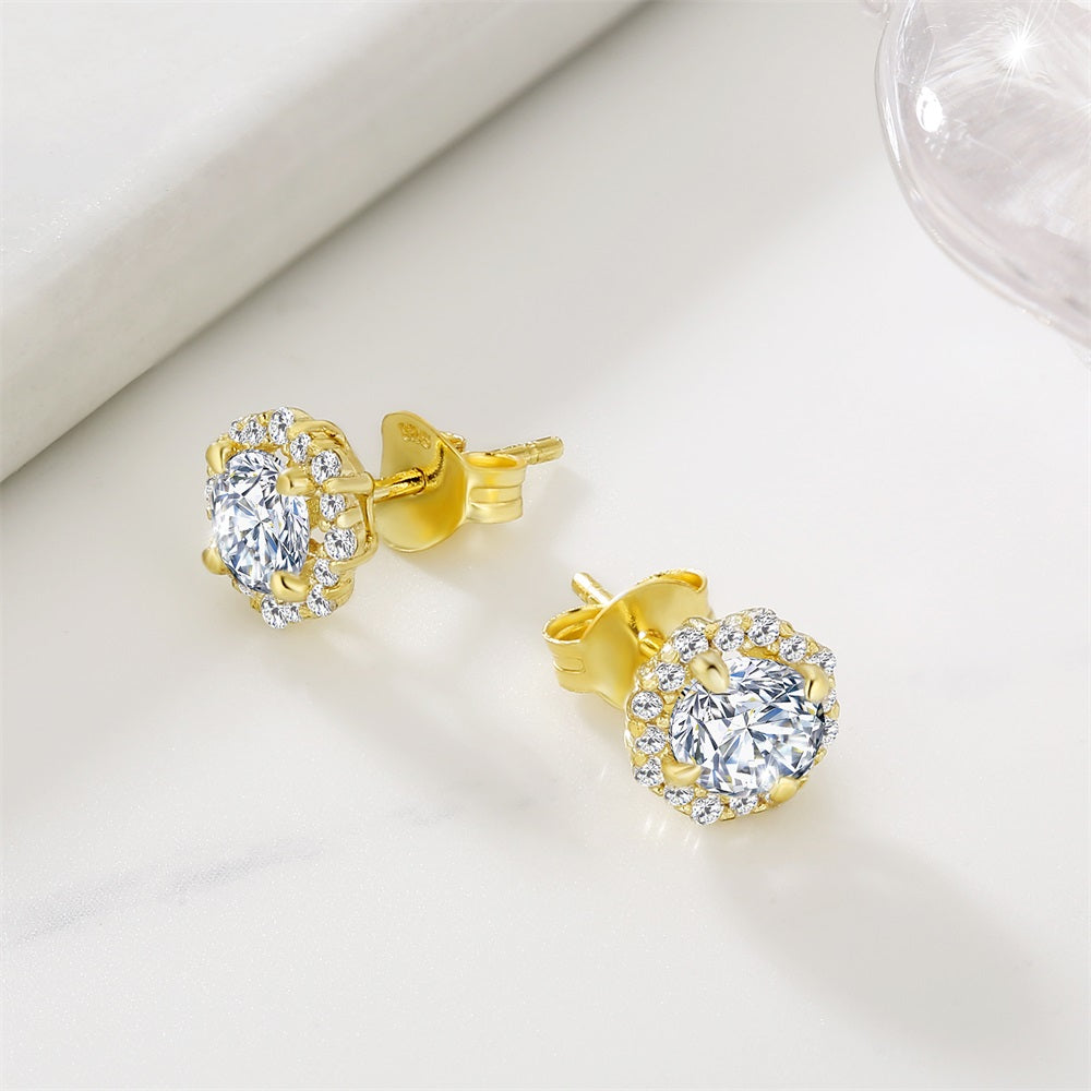 0.5 Carats *2 VVS1 Round Flower Moissanite Earrings 0177