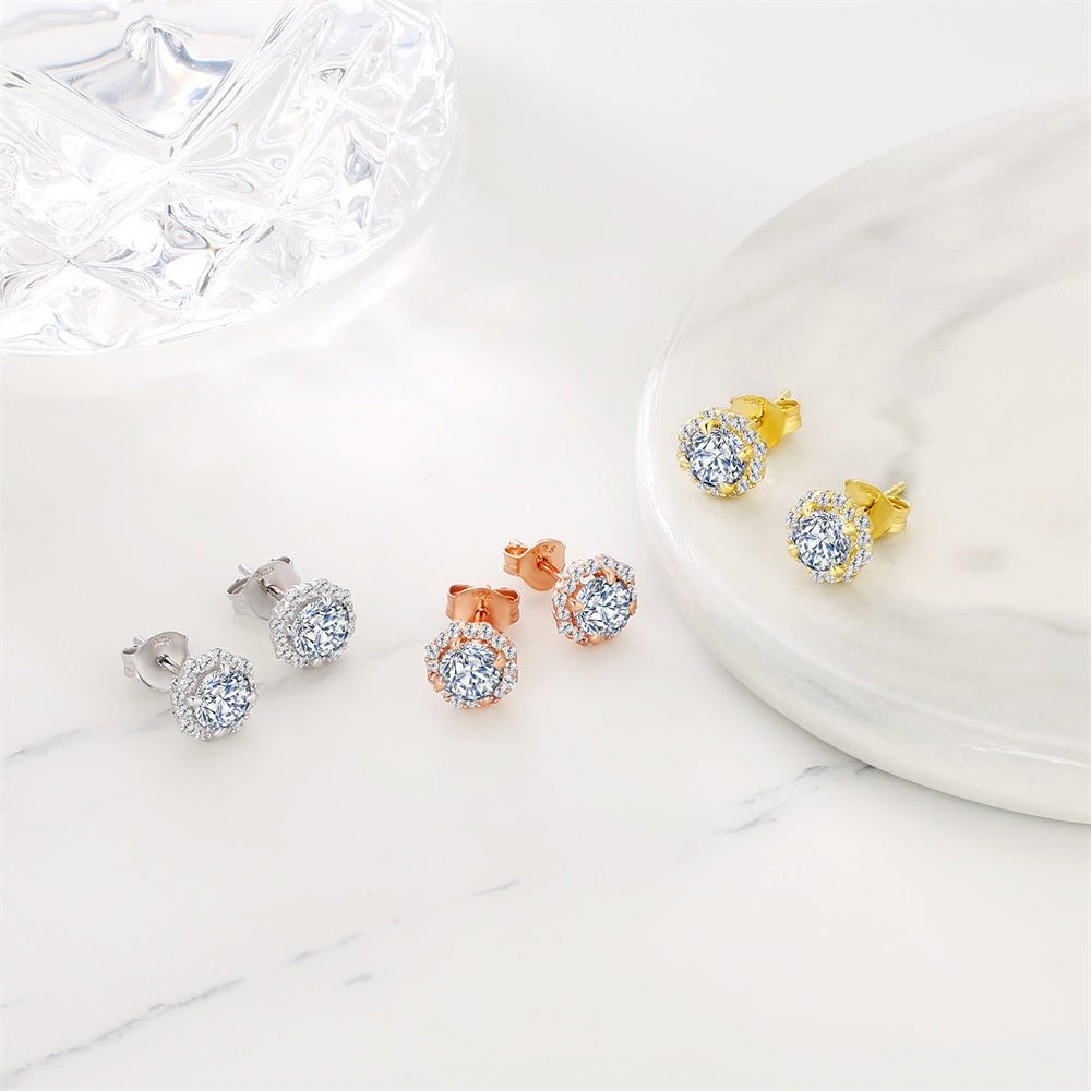 0.5 Carats *2 VVS1 Round Flower Moissanite Earrings 0177