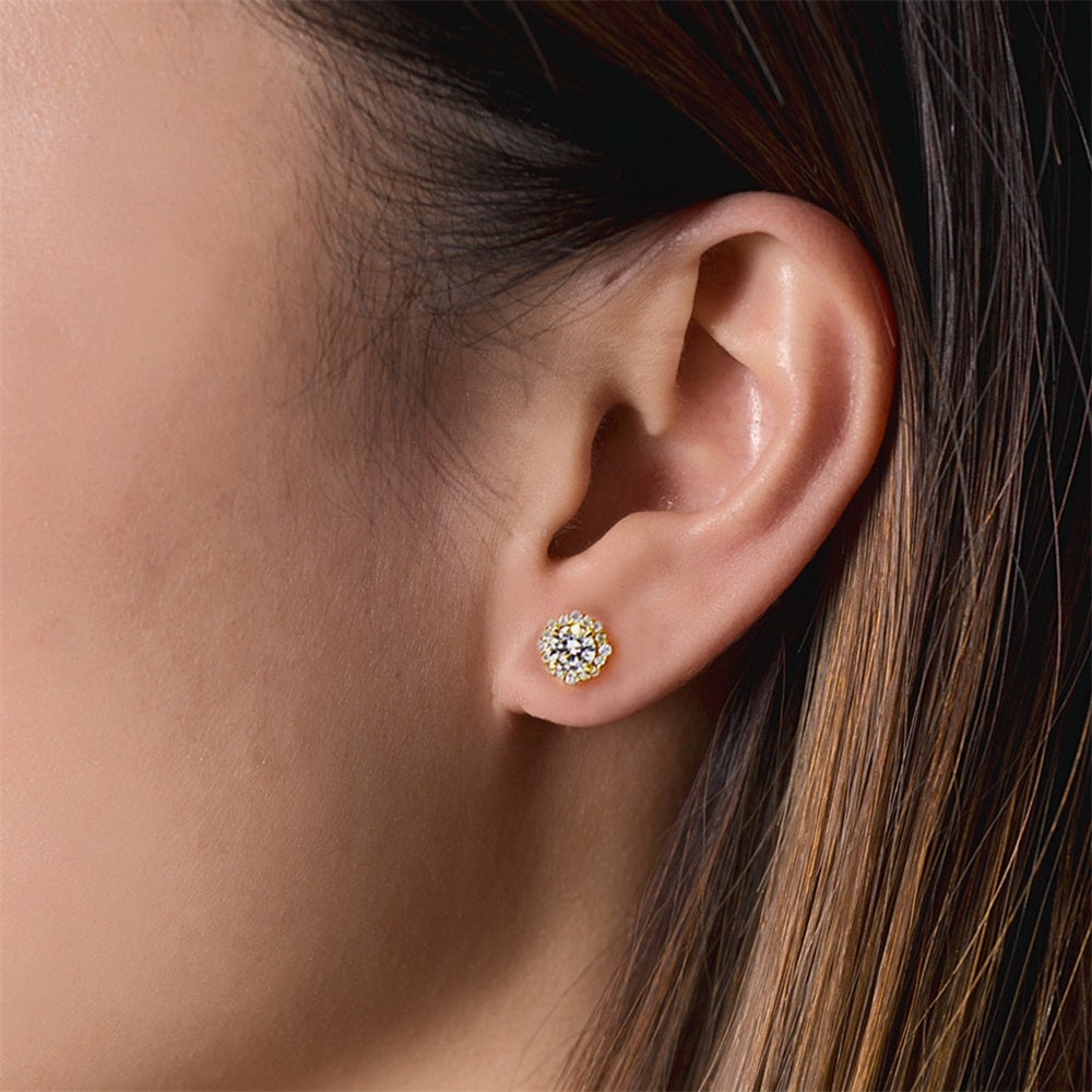 0.5 Carats *2 VVS1 Round Flower Moissanite Earrings 0177