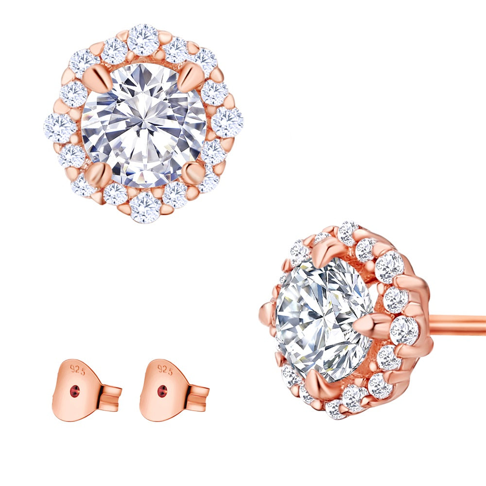 0.5 Carats *2 VVS1 Round Flower Moissanite Earrings 0177