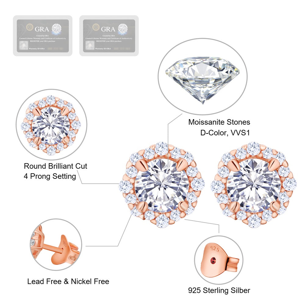 0.5 Carats *2 VVS1 Round Flower Moissanite Earrings 0177