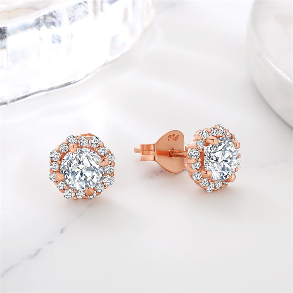 0.5 Carats *2 VVS1 Round Flower Moissanite Earrings 0177