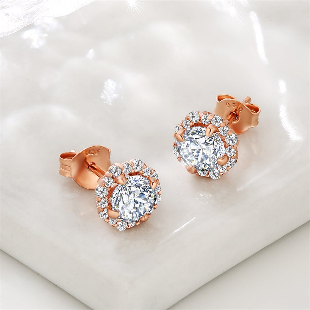 0.5 Carats *2 VVS1 Round Flower Moissanite Earrings 0177