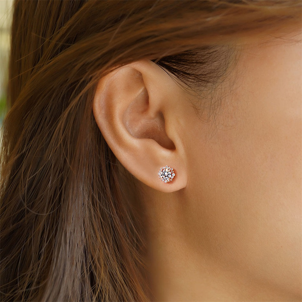 0.5 Carats *2 VVS1 Round Flower Moissanite Earrings 0177
