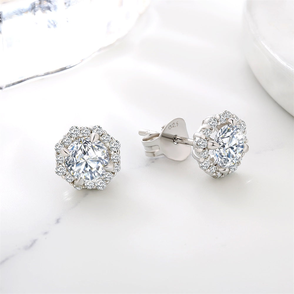 0.5 Carats *2 VVS1 Round Flower Moissanite Earrings 0177