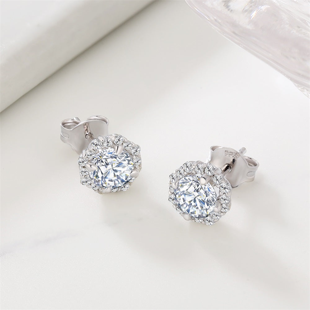 0.5 Carats *2 VVS1 Round Flower Moissanite Earrings 0177