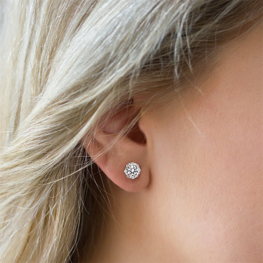 0.5 Carats *2 VVS1 Round Flower Moissanite Earrings 0177