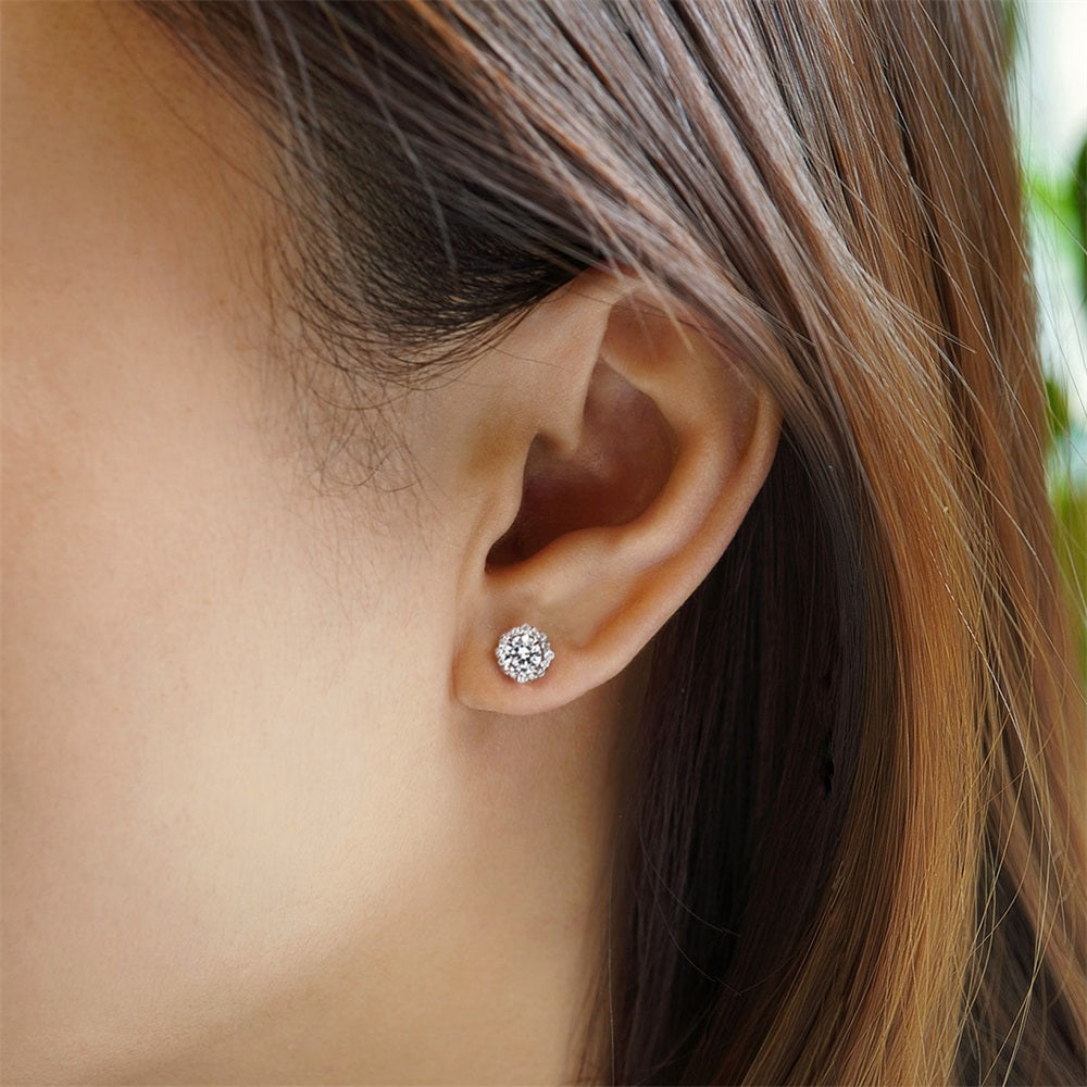 0.5 Carats *2 VVS1 Round Flower Moissanite Earrings 0177