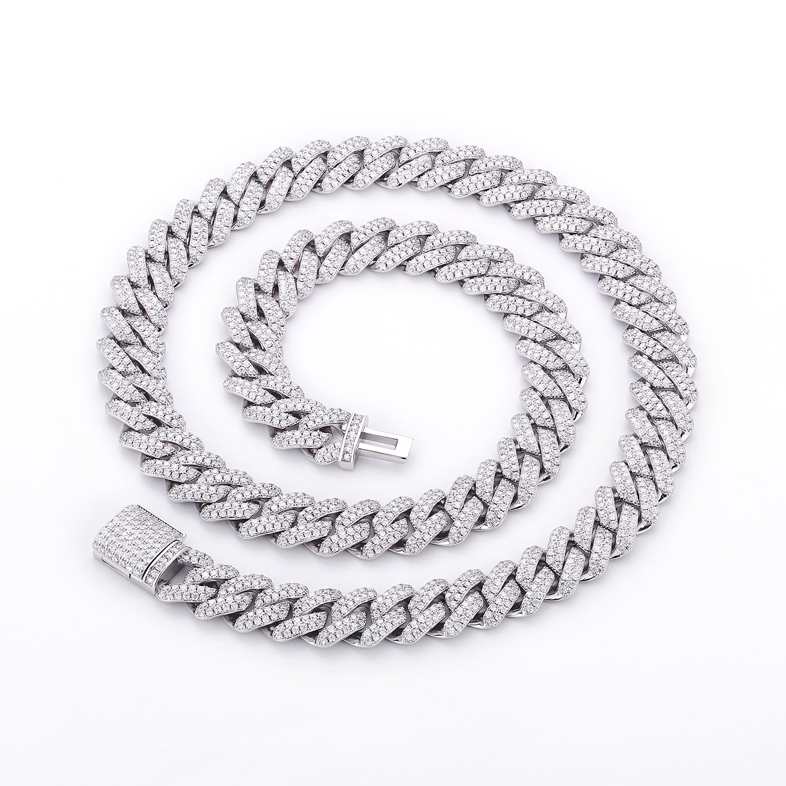 KRKC&CO 14mm Moissanite Cuban Link Chain Necklace S925 Silver
