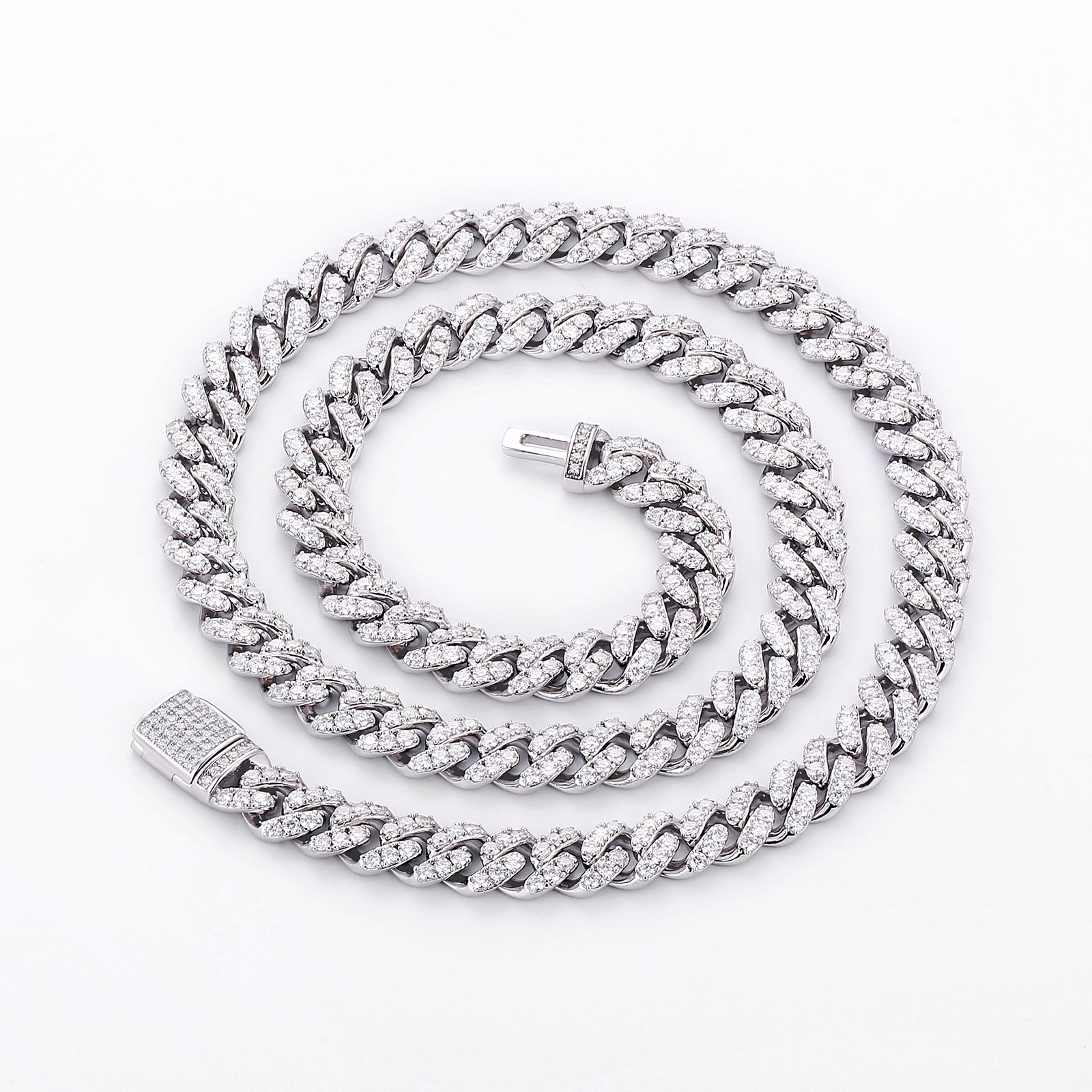 8mm Moissanite Cuban Link Chain Necklace S925 Silver KRKC