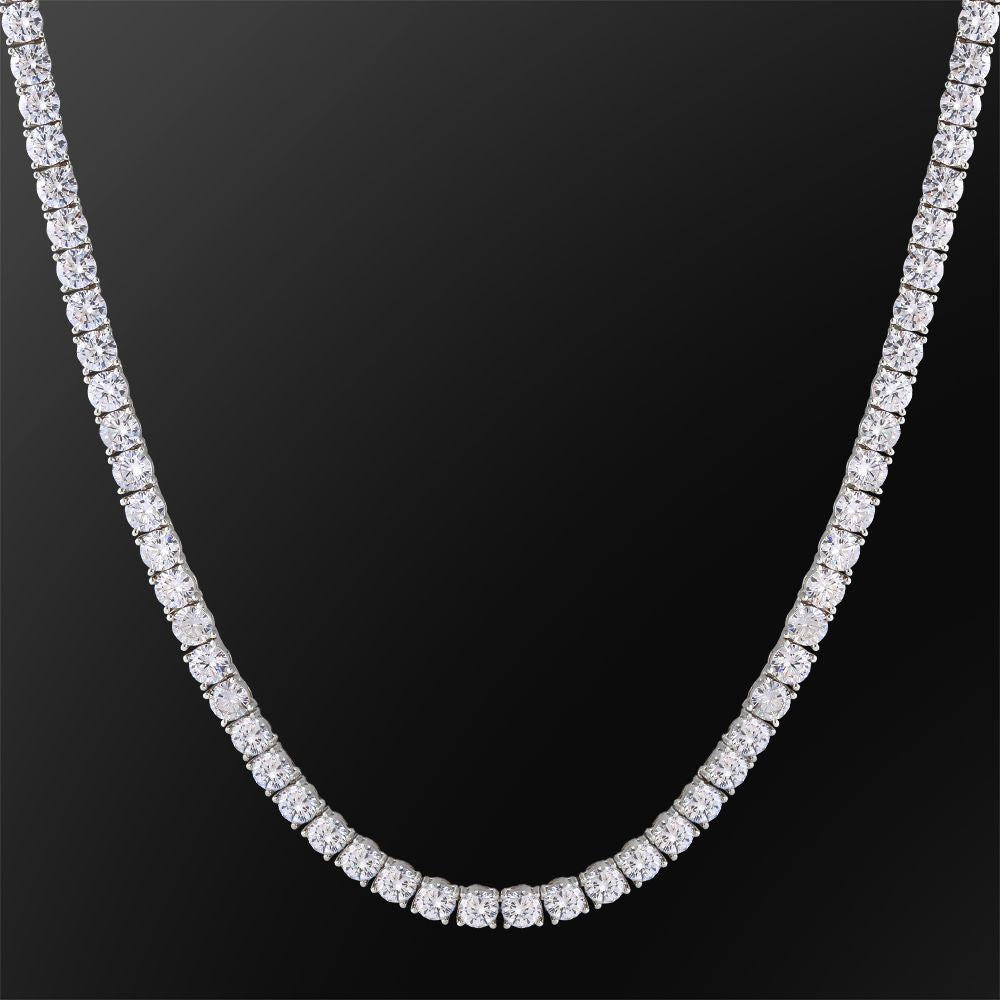 6mm White Gold Round Cut Cubic Zirconia Mens Diamond Tennis Chain