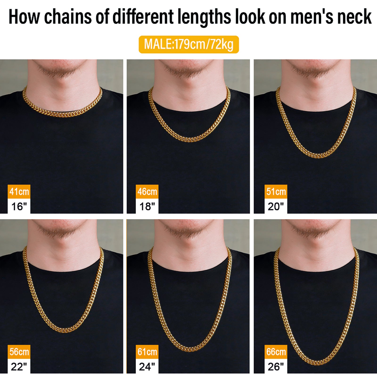 KRKC 8mm Mens Miami Cuban Link Chain in 18K Gold