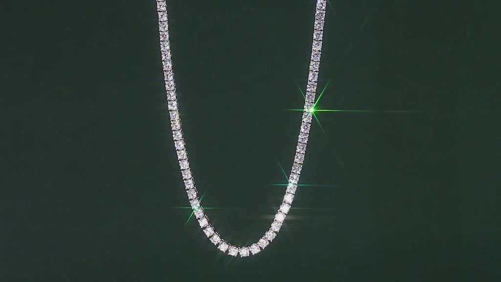 5mm White Gold CZ Diamond Mens Tennis Chain Necklace KRKC