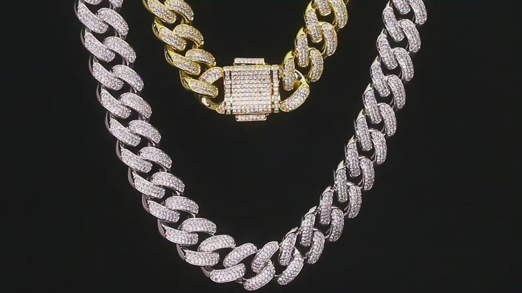 18mm Iced Cuban Chain and Bracelet Set 14K Gold Plated-krkcom